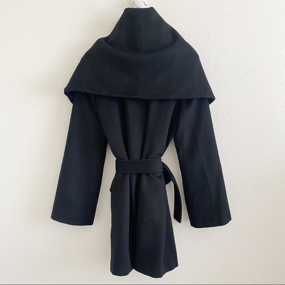 Elie Tahari Marla Wool Blend Convertible Wrap Coat Black Blogger Favorite - Picture 6 of 11